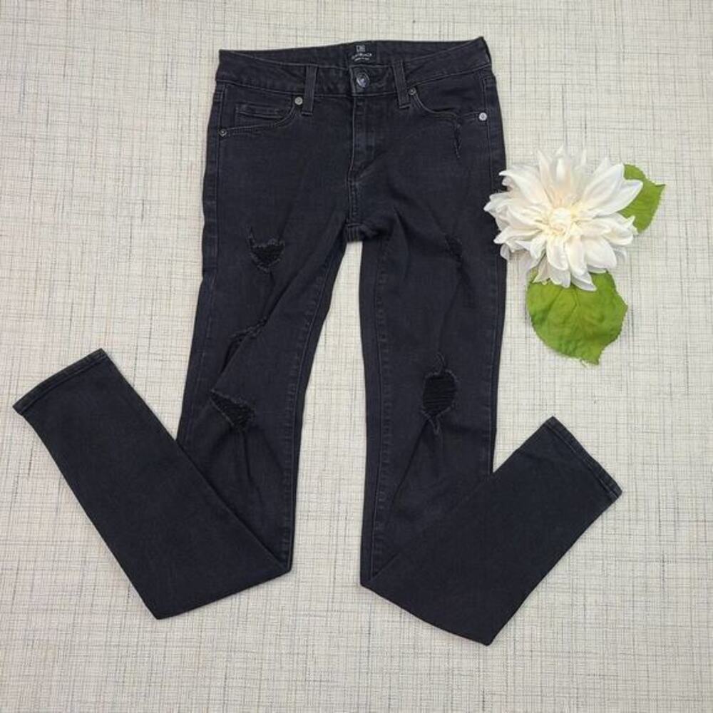 5/$25 Just Black Distressed Skinny Jeans Size 24 Low Rise Stretch Denim Ankle